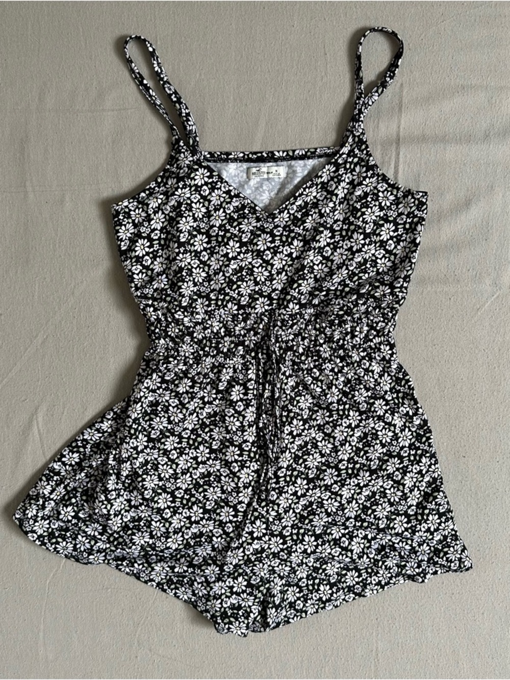 Hollister Black and White Floral Cami Romper